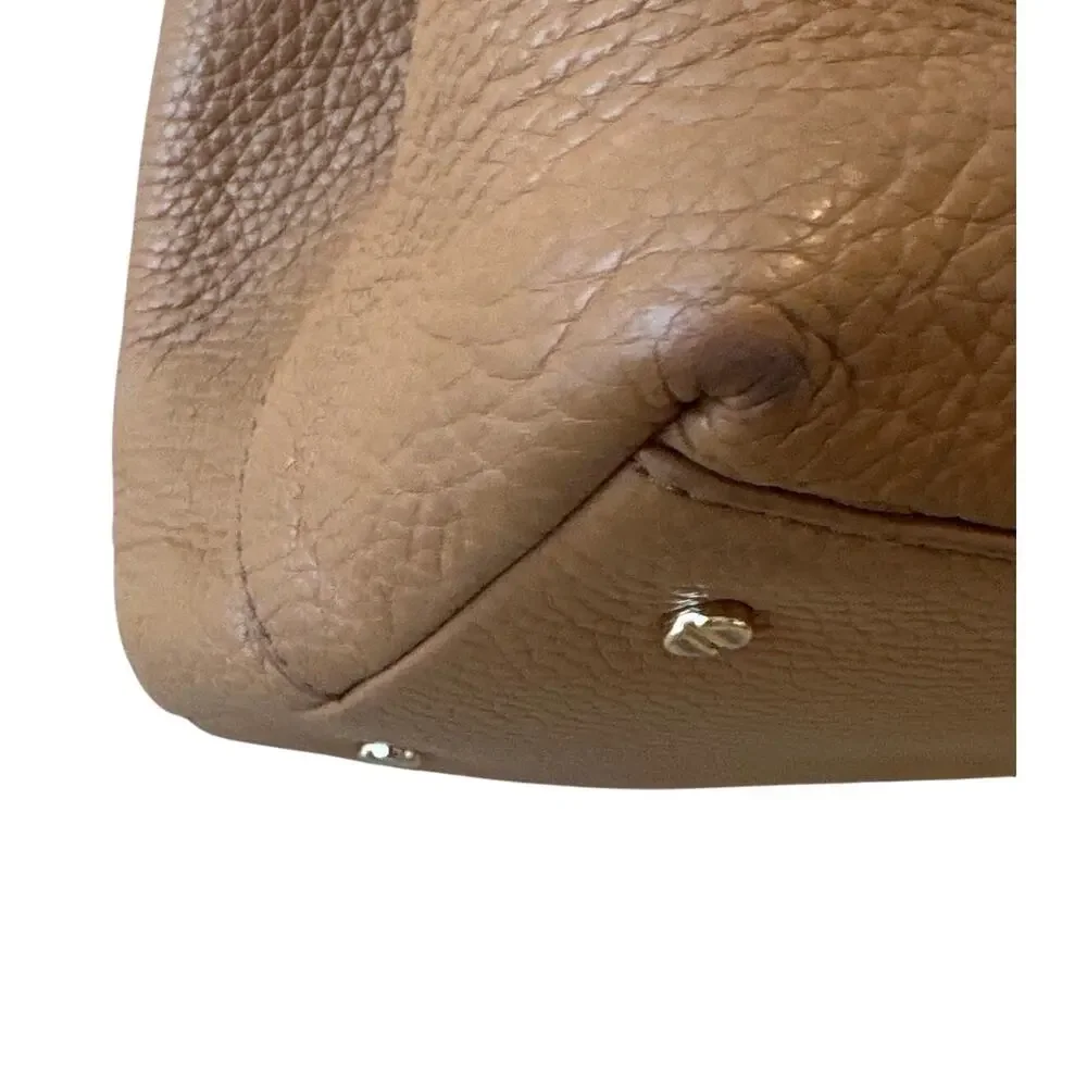 Tory Burch Pebbled Leather Chain Tote Brown‎ Camel Slouchy Bag